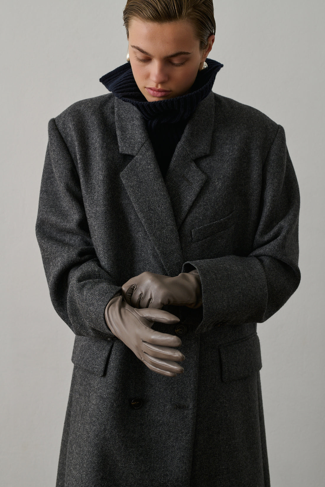 Gants Belleville - Gris - Cuir - Femme
